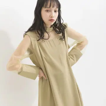 [ 셋업 ] 시스루 튜닉 블라우스 + 센터턱 팬츠 상하의 세트