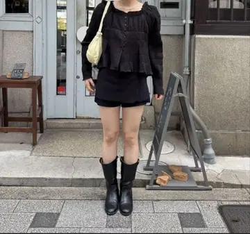 미스틱 셔링 블라우스 블랙