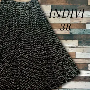 INDIVI 인디비 허리 밴딩 스커트 올 패턴 플리츠 38 새상품급