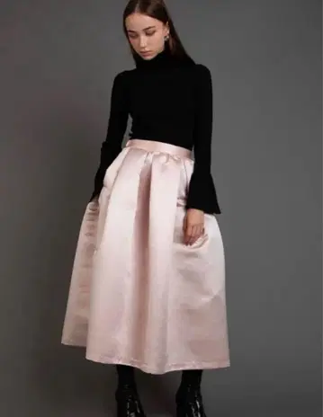 Heve satin dress tuck SK peach 36