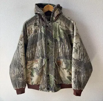 90s Duxbak 리얼트리 카모 패딩 자켓 충전솜 후드티