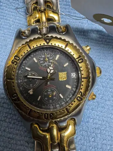 EIGIN USA 크로노그래프 손목시계 실버/골드 배터리 교체 완료입니다