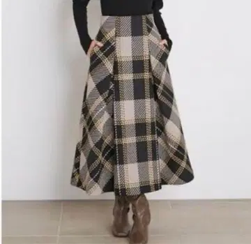 스나이델 SNIDEL 로빙 체크 스커트 beige
