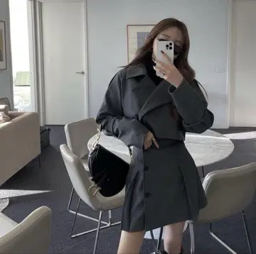 mavimoon 트렌치 미니 코트 미니 스커트 셋업