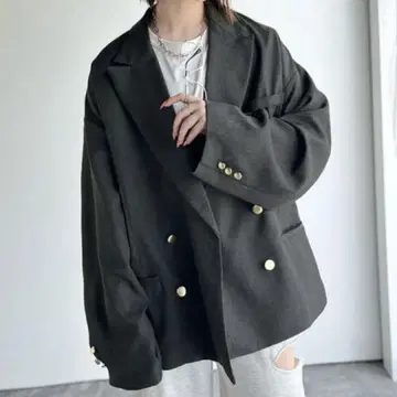 클래식 엘프 사이드 슬릿 오버 사이즈 더블 자켓