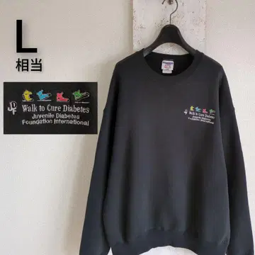 구제 저지 JERZEES 맨투맨 블랙 기업 로고 자수 L