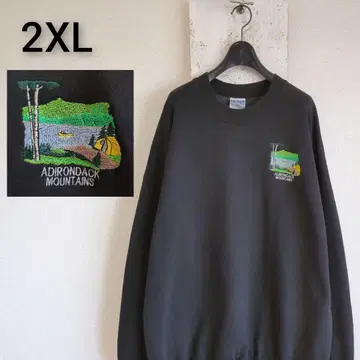 구제 의류 GILDAN 맨투맨 속기모 블랙 모티브 로고 자수 2XL
