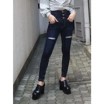 EMODA 하이컷 크러쉬 하이웨스트 스키니진