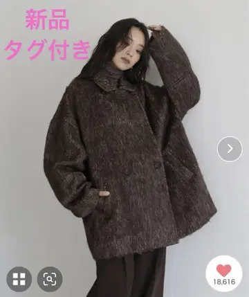 택 포함 새상품 샤기 미들 코트