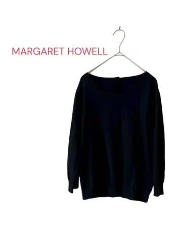 MARGARET HOWELL 블랙 7부 소매 백 버튼 울 니트