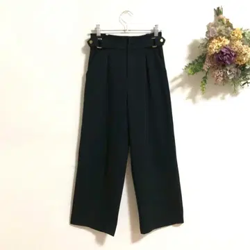 월드 와이드 팬츠 플레어 팬츠 블랙 하이웨스트 b882