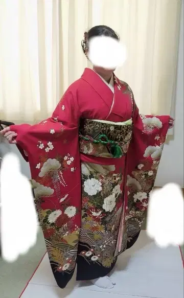 후리소데 일본풍 패턴 소나무