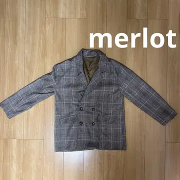 merlot 멀로 체크 무늬 버튼 더블 자켓