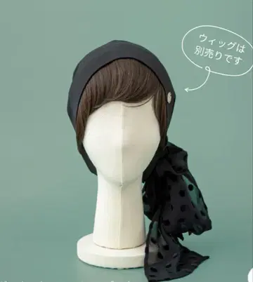 BAREN 바렌 스카프 햇 M 도트 쉬폰 블랙 스크런치 없음