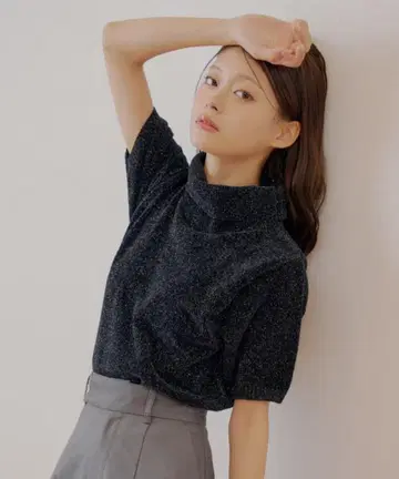 Chico 라메 벨로아 터틀 반팔 니트