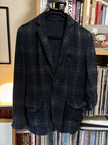 GREEN LABEL Relaxing 체크 무늬 종이상자 니트 자켓