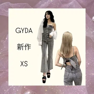 [ GYDA ] 제이다 신상 블랙 케미컬 백리본 데님 올인원 XS