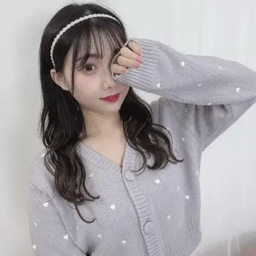 [ 새상품급 ] evelyn 에블린 하트 가디건 아이스 그레이