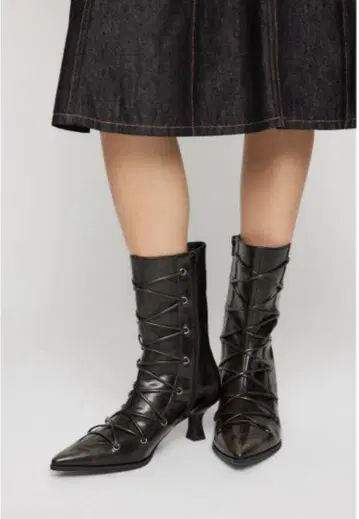 lagua gem 레이스업 빈티지 부츠 L BLACK