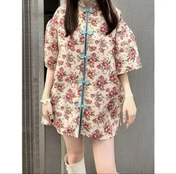 쥬에티 jouetie 차이나 셔츠 꽃무늬