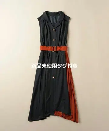 슬리브리스 셔츠 원피스 바이컬러 REDYAZEL 택 포함 미사용 새상품