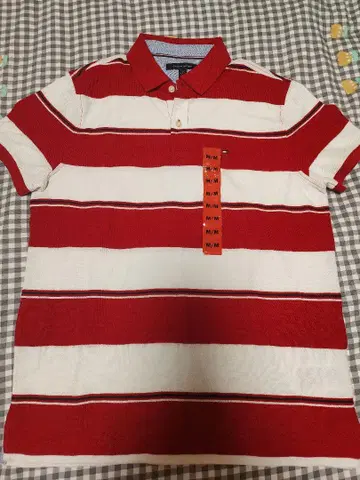 남성용 TOMMY HILFIGER 스트라이프 피케 셔츠 M