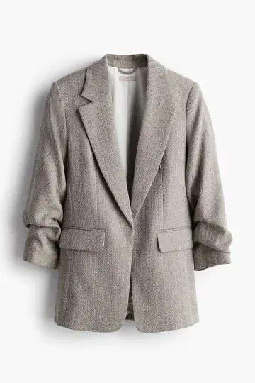 H&M 개더 슬리브 블레이저 자켓 베이지