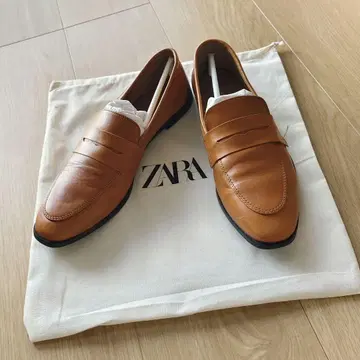 ZARA*소가죽 가죽 로퍼 40 카멜