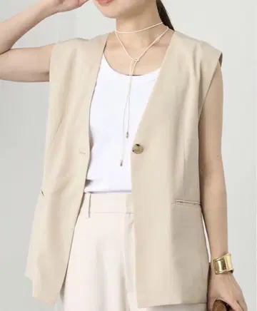 새상품 Loungedress 린넨 라이크 베스트 라운지 드레스 아이보리