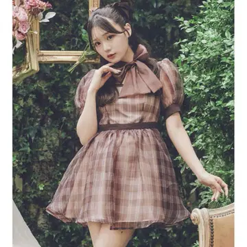 Me roir 미로와르 체크 오간자 원피스 후루사와 리사 리본