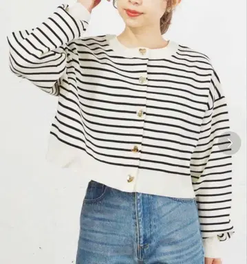 tiptop 하트 버튼 2way 숏 가디건