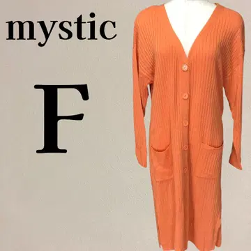 [새상품급] mystic 리브 니트 2way 롱 가디건 F 오렌지