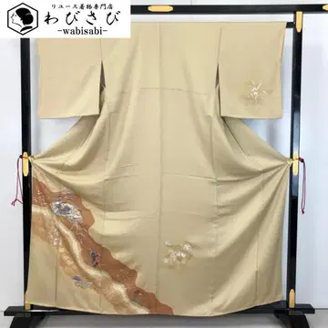 츠케사게 꽃 무늬 배 풍경 금은채 원단 패턴 증밤색 K-5311