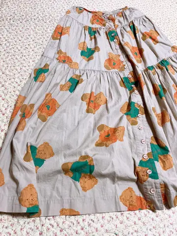 핑크하우스 티디베아 플레어 스커트 곰 패턴