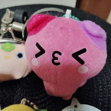 핑크 얼굴 봉제 인형 키링