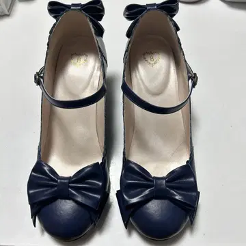 BABY 앤티크 리본 신발 네이비 L 사이즈