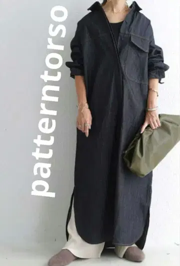 patterntorso 패턴 데님 롱 원피스 antiqua