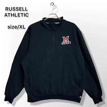 러셀 애슬레틱 하프 지퍼 맨투맨 블랙 XL 리버스 위브