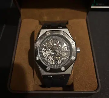 자동 태엽 스켈레톤 손목시계
