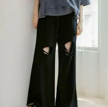 익명 배송 셀프 컷 맨투맨 와이드 팬츠