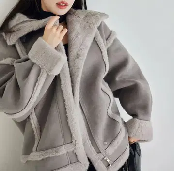 NICE CLAUP 페이크 무스탕 롱 자켓