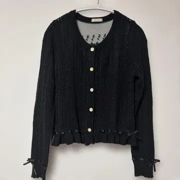 [새상품급] axes femme 포에틱 가디건 프릴 리본 M 블랙