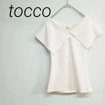 tocco 화이트 플랫 칼라 반팔 T셔츠 M 엘레강트 신축성