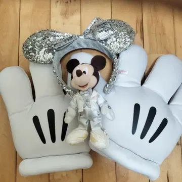 미키마우스 봉제 인형과 머리띠 세트