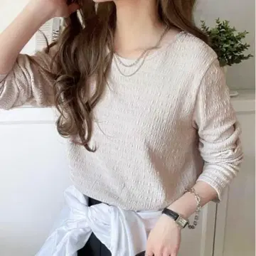 클래식 엘프 쿨 넥 자카드 풀오버 그레이 M 둥근넥 무지