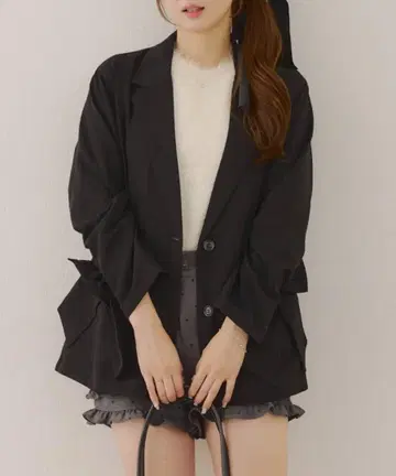 멀티 리본 테일러 자켓 블랙