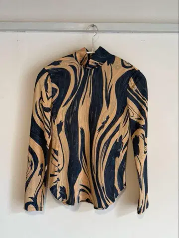 Marble Print Jersey High Neck Top