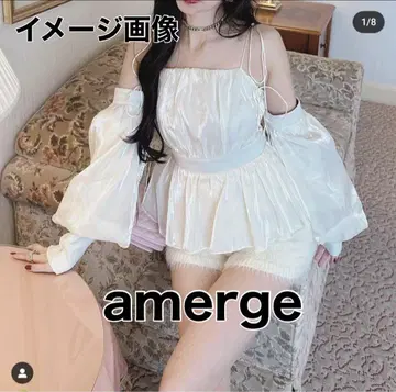 아멜쥬 amerge. 2way 글로시 블라우스 블랙