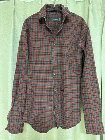 디스퀘어드 빨검 체크 긴팔 셔츠