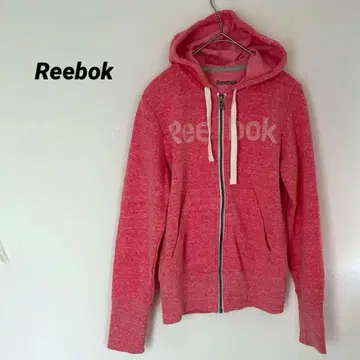 리복 핑크 풀 집업 후드티 빅 로고 숏 기장 S